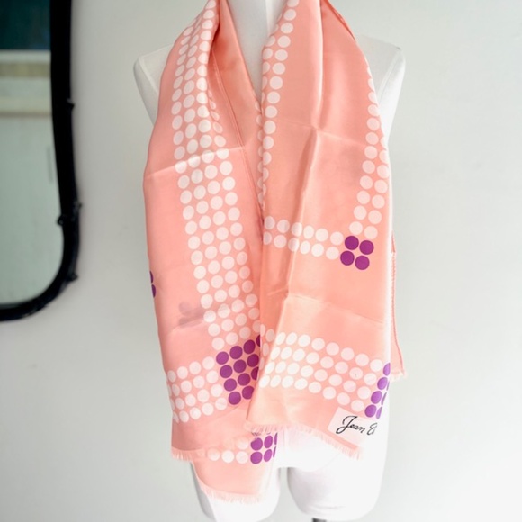Jean Ete Vintage PolKa Dot Pink Scarf - Picture 3 of 4